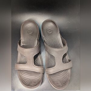 Crocs women's brown sandals shoes beach open toe backless Sz 10